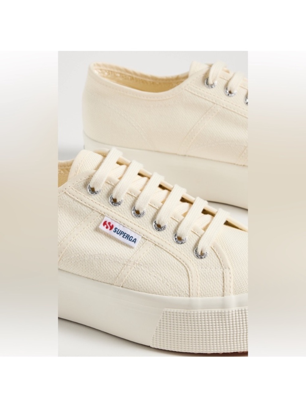 Superga Women's 2790 Beige-Natural Canvas Platform Sneaker—7.5 - Picture 9 of 13